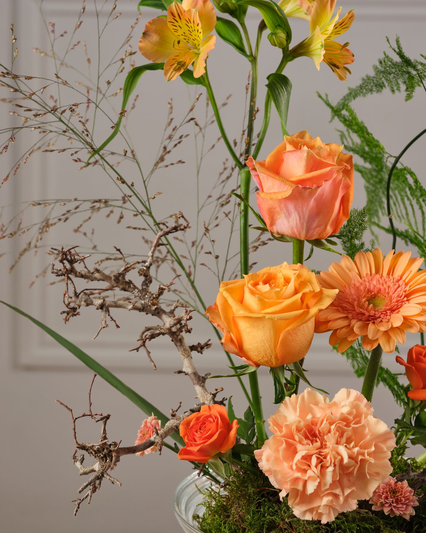 Hanami Bowl Fresh Flower Arrangement Medium -Orange