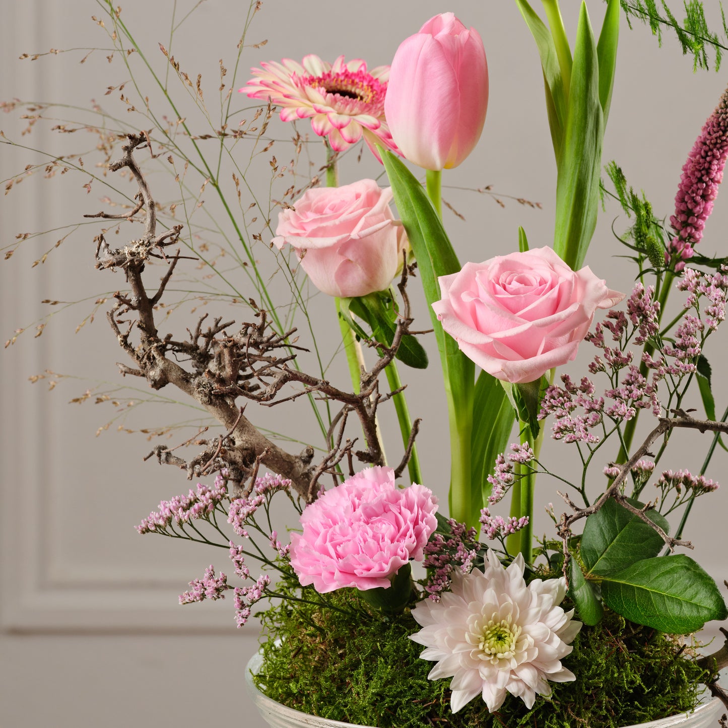 Hanami Bowl Fresh Flower Arrangement Medium -Pink