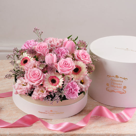 Cake Box Fresh Flower Arrangement -Pink