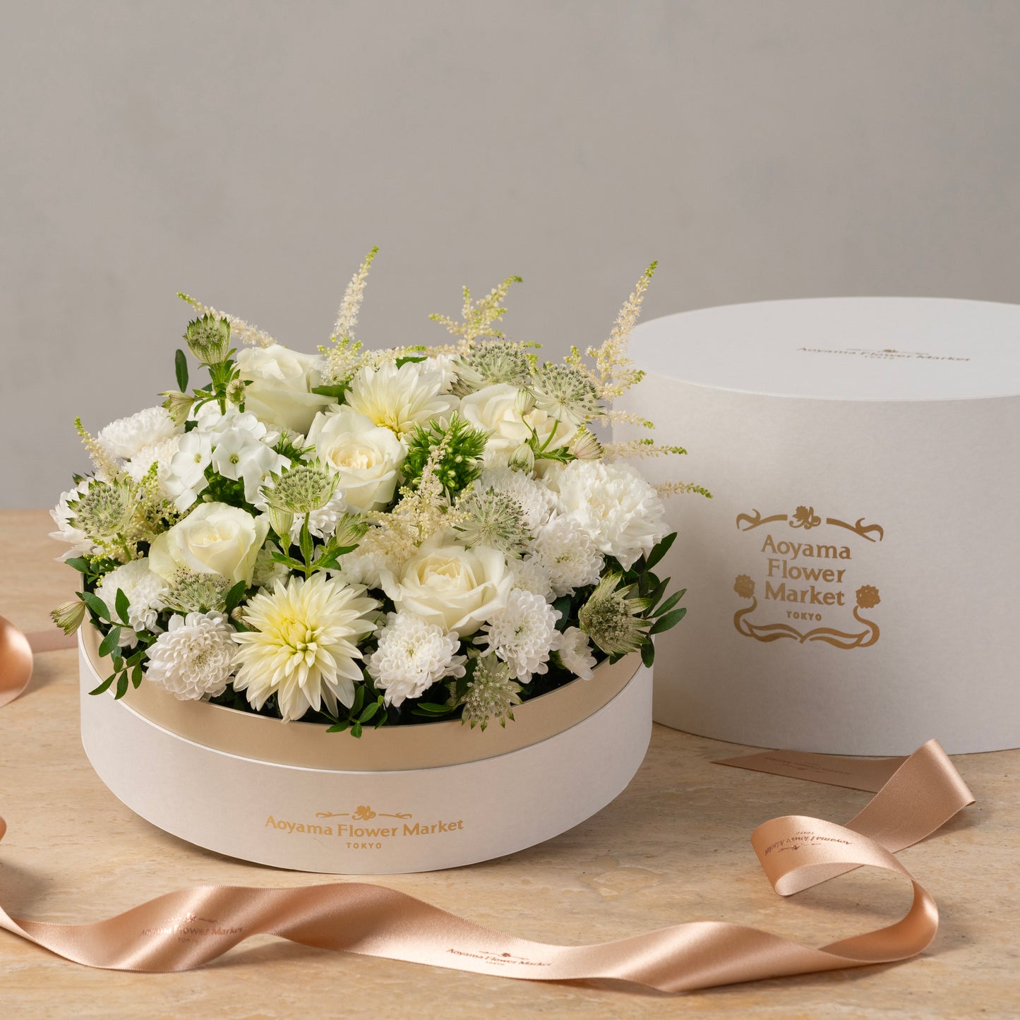Cake Box Fresh Flower Arrangement -White
