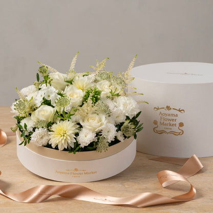 Cake Box Fresh Flower Arrangement -White