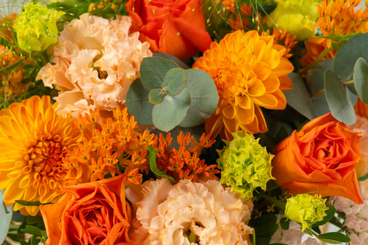 Hat Box Fresh Flower Arrangement -Orange