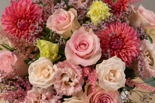 Hat Box Fresh Flower Arrangement -Pink