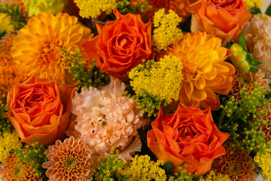 Cake Box Fresh Flower Arrangement -Orange