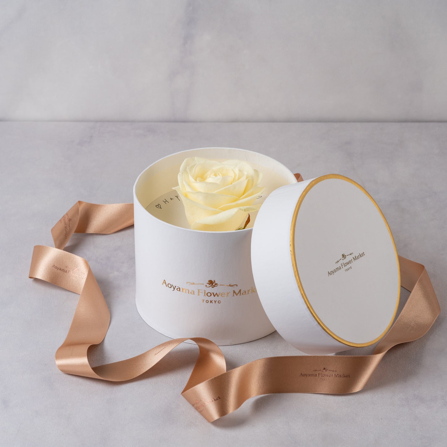 Hat Box Single Fresh Rose -White