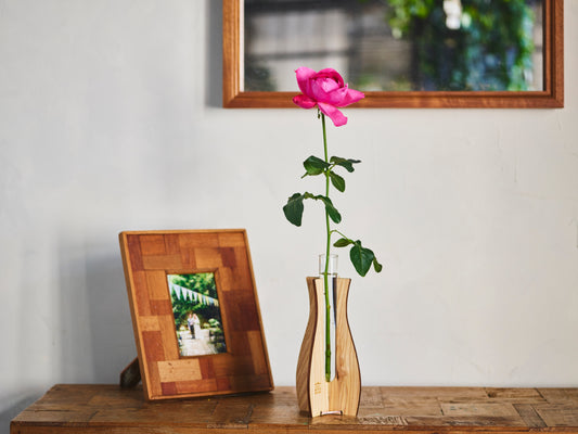 Kumiki Cylinder Vase with Wooden Stand Large