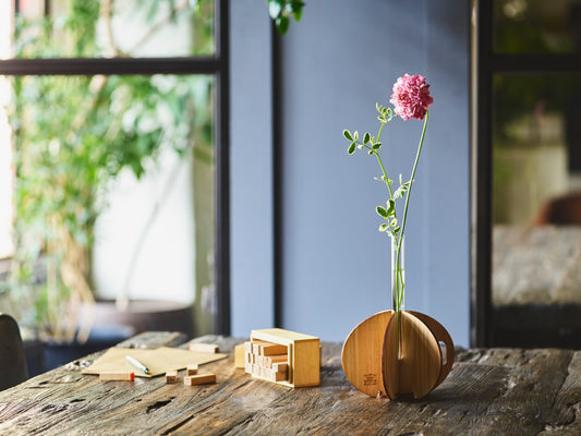 Kumiki Cylinder Vase with Wooden Stand Small