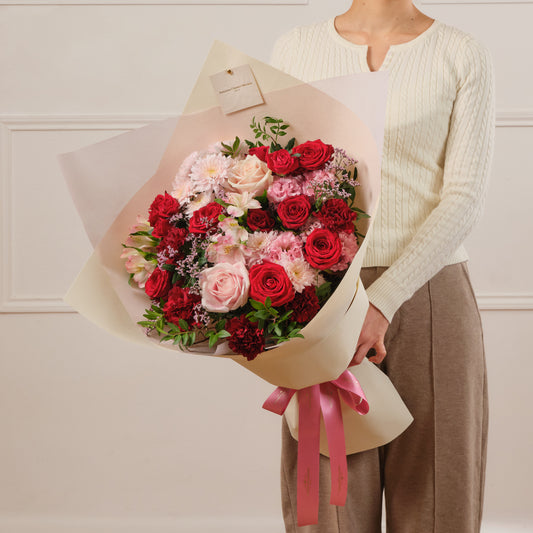 Rosy Garnet Fresh Flower Bouquet Medium