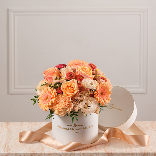Hat Box Fresh Flower Arrangement -Orange