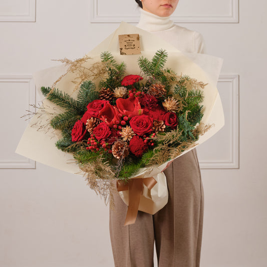 Scarlet Noel Fresh Flower Bouquet Large