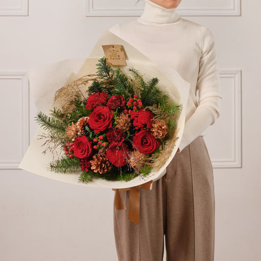 Scarlet Noel Fresh Flower Bouquet Medium