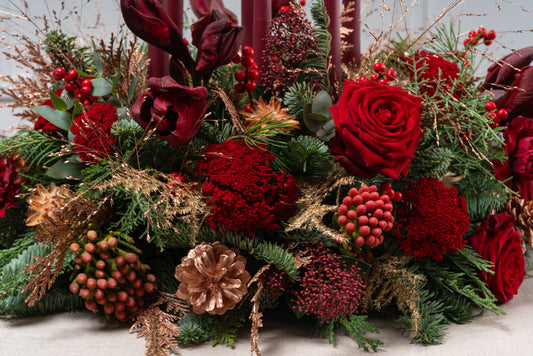 Scarlet Noel Fresh Flower Candle Arrangement Extra Large