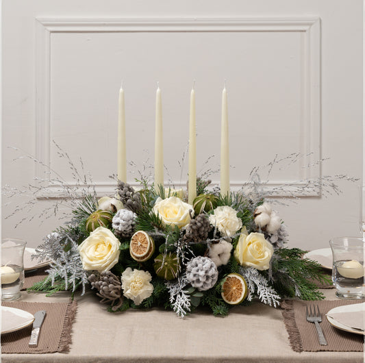 Silent Night Fresh Flower Candle Arrangement Large