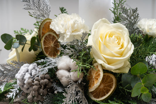 Silent Night Fresh Flower Candle Arrangement Medium